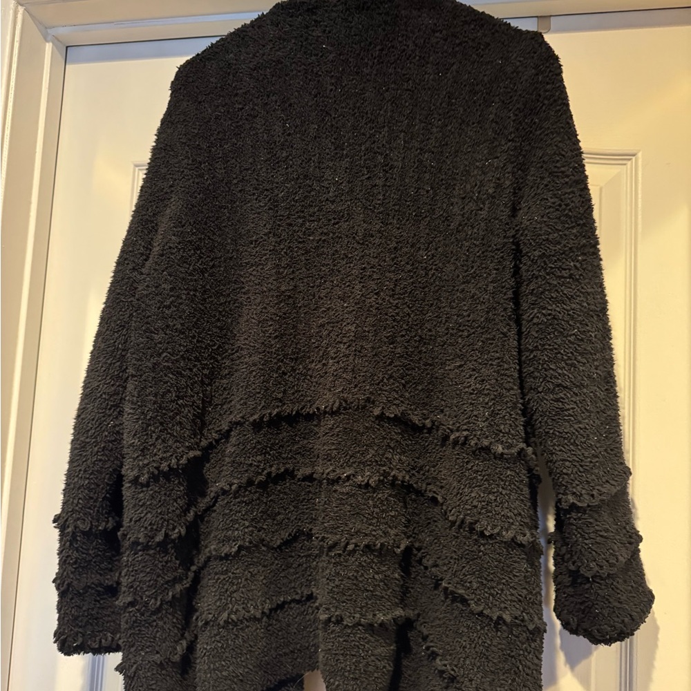 Cozy Black Women's Sweater - Barefoot Dreams Cozychic L - Picture 6 of 7